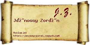 Jánossy Zorán névjegykártya